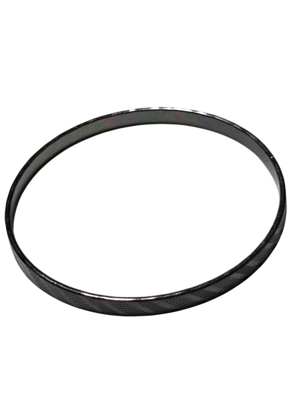 Retro Thin Black Textured Metal Bangle Bracelet Minimalist Classic Jewelry Women